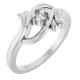 Family Freeform Ring Mounting in 18 Karat White Gold for Round Stone, 3.78 grams