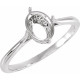 Solitaire Ring Mounting in Platinum for Oval Stone, 3.24 grams