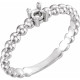 Family Stackable Ring Mounting in 18 Karat White Gold for Round Stone, 2.61 grams