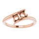 Two Stone Engagement Ring Mounting in 10 Karat Rose Gold for Round Stone, 2.96 grams