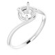 Solitaire Engagement Ring Mounting in Sterling Silver for Round Stone, 2.55 grams