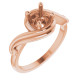 Solitaire Engagement Ring Mounting in 18 Karat Rose Gold for Round Stone, 5.49 grams