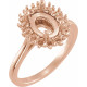 Halo Style Ring Mounting in 18 Karat Rose Gold for Oval Stone, 4.91 grams