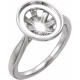 Bezel Set Solitaire Ring Mounting in 18 Karat White Gold for Oval Stone, 4.1 grams