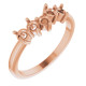 Family Ring Mounting in 10 Karat Rose Gold for Round Stone, 2.74 grams