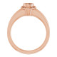 Bezel Set Halo Style Engagement Ring Mounting in 18 Karat Rose Gold for Round Stone, 6.87 grams