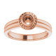 Bezel Set Halo Style Engagement Ring Mounting in 18 Karat Rose Gold for Round Stone, 6.87 grams