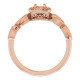 Halo Style Engagement Ring Mounting in 18 Karat Rose Gold for Round Stone, 3.91 grams