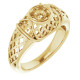 Accented Ring Mounting in 14 Karat Yellow Gold for Round Stone, 5.19 grams
