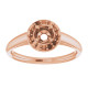 Halo Style Engagement Ring Mounting in 14 Karat Rose Gold for Round Stone, 3.71 grams