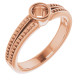 Bezel Set Accented Ring Mounting in 14 Karat Rose Gold for Round Stone, 4.6 grams