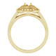 Double Halo Style Engagement Ring Mounting in 18 Karat Yellow Gold for Round Stone, 5.77 grams