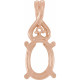 Oval 4 Prong Accented Pendant Mounting in 18 Karat Rose Gold for Oval Stone, 1.41 grams