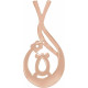 Accented Cabochon Pendant Mounting in 14 Karat Rose Gold for Pear Stone, 0.84 grams