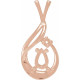 Accented Cabochon Pendant Mounting in 18 Karat Rose Gold for Pear Stone, 1.01 grams