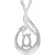 Accented Cabochon Pendant Mounting in 18 Karat White Gold for Pear Stone, 0.96 grams
