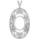 Filigree Pendant Mounting in 10 Karat White Gold for Oval Stone, 0.74 grams