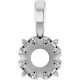 Solitaire 4 Prong Scroll Pendant Mounting in 18 Karat White Gold for Round Stone, 0.63 grams