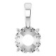 Solitaire 4 Prong Scroll Pendant Mounting in 10 Karat White Gold for Round Stone, 0.28 grams