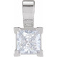 Square V Prong Solitaire Pendant Mounting in 18 Karat White Gold for Square Stone, 0.67 grams
