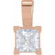 Square V Prong Solitaire Pendant Mounting in 10 Karat Rose Gold for Square Stone, 0.52 grams