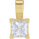 Square V Prong Solitaire Pendant Mounting in 18 Karat Yellow Gold for Square Stone, 0.71 grams