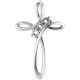 Family Cross Necklace or Pendant Mounting in 14 Karat White Gold for Round Stone, 2.67 grams