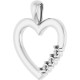 Family Heart Pendant Mounting in Sterling Silver for Round Stone, 1.71 grams