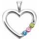 Family Heart Pendant Mounting in Platinum for Round Stone, 3.31 grams