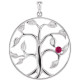 Family Tree Necklace or Pendant Mounting in 10 Karat White Gold for Round Stone, 5.63 grams