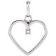 Heart Pendant Mounting in Sterling Silver for Round Stone, 0.95 grams