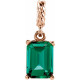 Emerald Solitaire Pendant with Rope Bail Mounting in 14 Karat Rose Gold for Emerald Stone, 0.59 grams