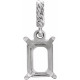 Emerald Solitaire Pendant with Rope Bail Mounting in Sterling Silver for Emerald Stone, 0.47 grams