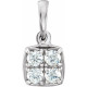 Cluster Pendant Mounting in 14 Karat White Gold for Round Stone, 0.88 grams