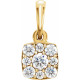 Cluster Pendant Mounting in 14 Karat Yellow Gold for Round Stone, 0.84 grams