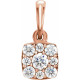 Cluster Pendant Mounting in 14 Karat Rose Gold for Round Stone, 0.84 grams