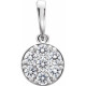 Cluster Pendant Mounting in 14 Karat White Gold for Round Stone, 0.8 grams