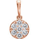 Cluster Pendant Mounting in 14 Karat Rose Gold for Round Stone, 0.84 grams.