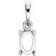 Oval 4 Prong Pendant Mounting in 14 Karat White Gold for Oval Stone, 0.46 grams