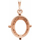 Oval 4 Prong Scroll Design Pendant Mounting in 14 Karat Rose Gold for Oval Stone, 1.5 grams