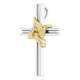 Accented Cross Pendant Mounting in 14 Karat White/Yellow Gold for Round Stone, 1.28 grams
