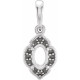 Accented Clover Necklace or Pendant Mounting in Platinum for Oval Stone, 1.39 grams