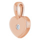 Youth Heart Necklace or Pendant Mounting in 14 Karat Rose Gold for Round Stone, 0.48 grams