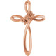 Family Cross Necklace or Pendant Mounting in 14 Karat Rose Gold for Round Stone, 2.66 grams