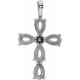 Beaded Cross Necklace or Pendant Mounting in Platinum for Pear Stone, 2.79 grams