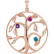 Family Tree Necklace or Pendant Mounting in 14 Karat Rose Gold for Round Stone, 6.81 grams