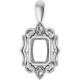 Accented Pendant Mounting in Sterling Silver for Emerald Stone, 2.38 grams