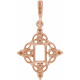Halo Style Necklace or Pendant Mounting in 14 Karat Rose Gold for Emerald Stone, 1.36 grams