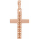 Accented Cross Necklace or Pendant Mounting in 14 Karat Rose Gold for Round Stone, 0.83 grams