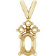 Oval 4 Prong Accented Pendant Mounting in 14 Karat Yellow Gold for Oval Stone, 0.78 grams